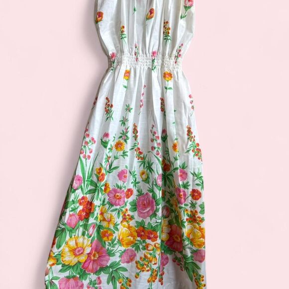 American Vintage Dresses & Skirts - RARE late 70’s/80’s “Sears” white cotton- blend bright garden floral, maxi dress